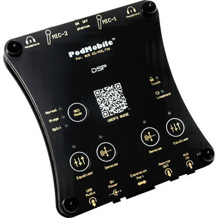 AUDIOSIGMA PodMobile DSP interfaz de audio portátil con 2 micrófonos XLR y alimentación phantom