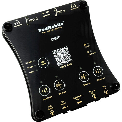 AUDIOSIGMA PodMobile DSP interfaz de audio portátil con 2 micrófonos XLR y alimentación phantom