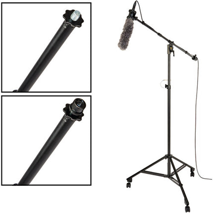 Auray MS-SB1W Soporte de Micrófono Estudio Ajustable 52-90" con Boom Telescópico 49-89.5" y Base con Ruedas