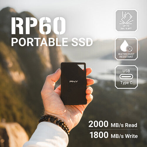 PNY 1TB RP60 SSD portátil M.2 USB-C 3.2 Gen 2x2 2000 MB/s IP65