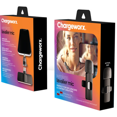 ChargeWorx Sistema de Micrófono Inalámbrico con USB-C y 33 pies alcance