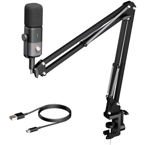 NearStream AM20X Micrófono Condensador Supercardioide XLR USB con Brazo Boom y Cancelación de Ruido AI