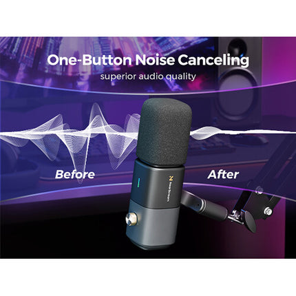 NearStream AM20X Micrófono Condensador Supercardioide XLR USB con Brazo Boom y Cancelación de Ruido AI