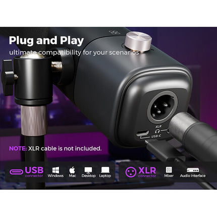 NearStream AM25X Micrófono Condensador XLR USB con Cancelación de Ruido y Soporte de Escritorio