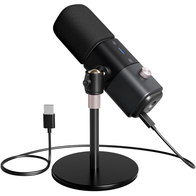 NearStream AM25X Micrófono Condensador XLR USB con Cancelación de Ruido y Soporte de Escritorio