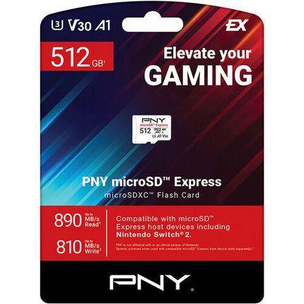PNY 512GB microSD Express Tarjeta de Memoria UHS-I U3 890MB/s Lectura