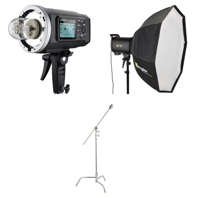 Godox AD600B Witstro Monolight Kit de Iluminación 600Ws Softbox Octagonal 36" y Soporte C-Stand
