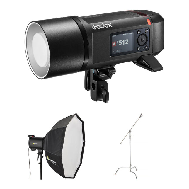 Godox AD600Pro II Flash Exterior 600Ws Softbox 36" y C-Stand 40" Chrome