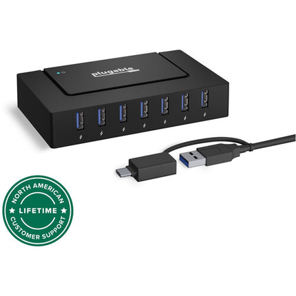 Plugable Hub USB Tipo A y C 7 en 1 7 Puertos USB 3.0 60W Adaptador