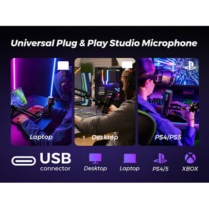 NearStream AM30U Micrófono USB Cardioide con Cancelación de Ruido y Brazo Ajustable