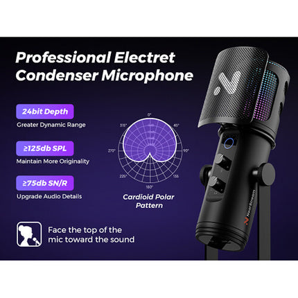 NearStream AM30U Micrófono USB Cardioide con Cancelación de Ruido y Brazo Ajustable