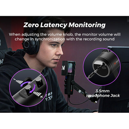 NearStream AM30U Micrófono USB Cardioide con Cancelación de Ruido y Brazo Ajustable