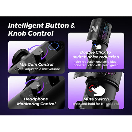 NearStream AM30U Micrófono USB Cardioide con Cancelación de Ruido y Brazo Ajustable
