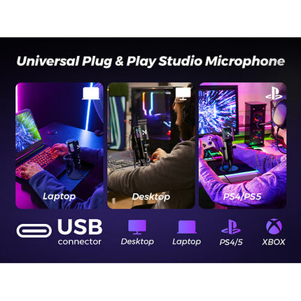NearStream AM35U Micrófono Condensador USB Cardioide con Filtro Pop y Soporte Escritorio