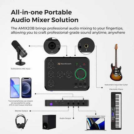 NearStream Nearity AMIX20B Interfaz de Audio USB-C con Phantom 48V y Monitor Directo