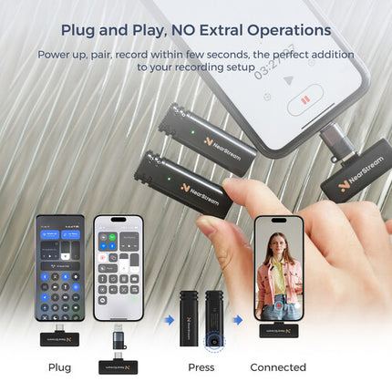 NearStream AWM10T Micrófono Lavalier Inalámbrico 2 Personas 32.8ft USB-C