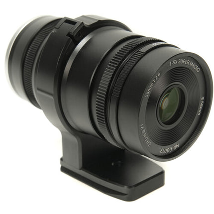 Mitakon Zhongyi 55mm f/2.8 Macro Sony E Lente 1-5x con Luz LED y Collar Trípode
