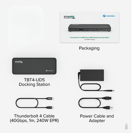 Plugable 13 en 1 Dock Thunderbolt 4 con 2 HDMI y Ethernet Negro