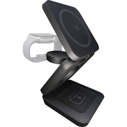 ChargeWorx 3-en-1 Soporte de Escritorio Plegable Negro 15W USB-C