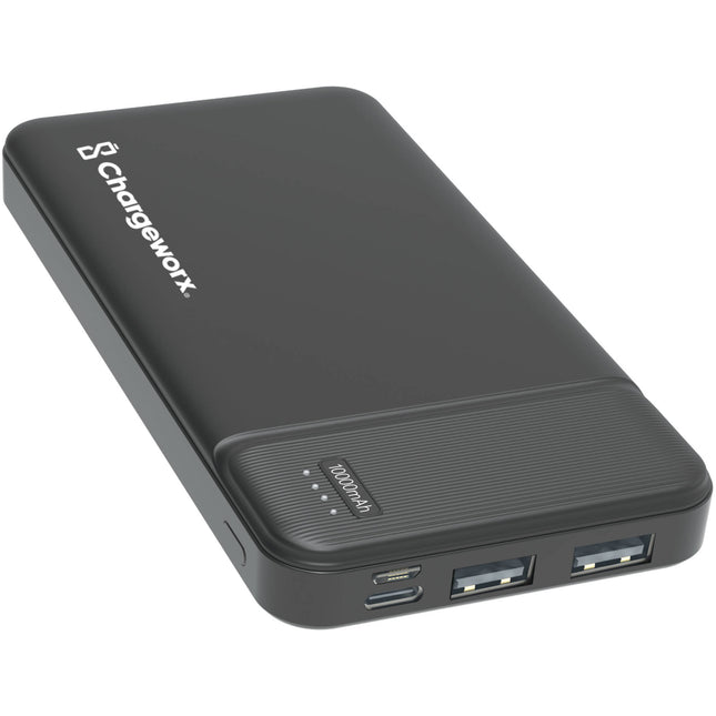 ChargeWorx Power Bank 10000 mAh Negro Dual USB con Indicador de Carga