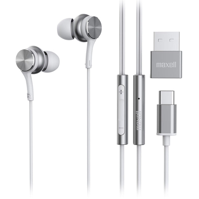 Maxell Fusion X Auriculares USB-C con Micrófono Diseño In-Ear y DAC Integrado