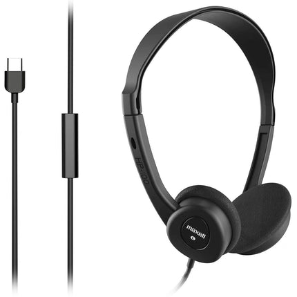Maxell HP-101 Auriculares USB-C Alámbricos On-Ear con Micrófono y Diadema Ajustable