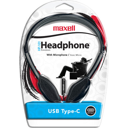 Maxell HP-101 Auriculares USB-C Alámbricos On-Ear con Micrófono y Diadema Ajustable