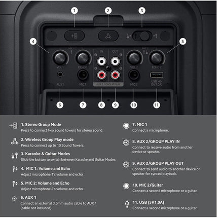 Samsung MX-ST40F Altavoz Torre 160W 12 Horas Batería IPX4