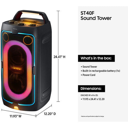 Samsung MX-ST40F Altavoz Torre 160W 12 Horas Batería IPX4