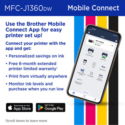 Brother Work Smart MFC-J1360DW Impresora multifunción tinta color Wi-Fi 16 ppm negro 9 ppm color con cartucho de alta capacidad LC501XLBK