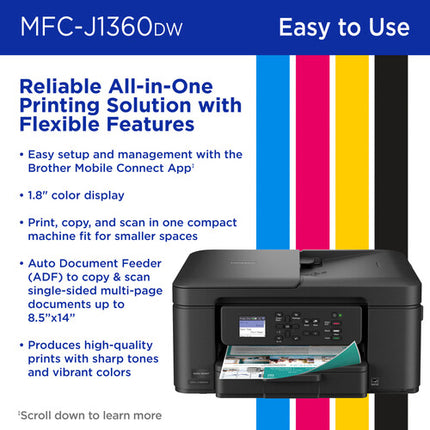 Brother Work Smart MFC-J1360DW Impresora multifunción tinta color inalámbrica 1200x6000 dpi 16 ppm con cartuchos iniciales