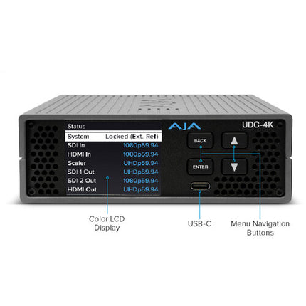 AJA UDC-4K Mini-Convertidor de video 4K60 12G-SDI HDMI 2.0 HDR