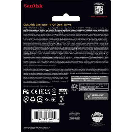 SanDisk 512GB Extreme PRO USB 3.2 Gen 2 Unidad Dual USB-C USB-A 1000MB/s