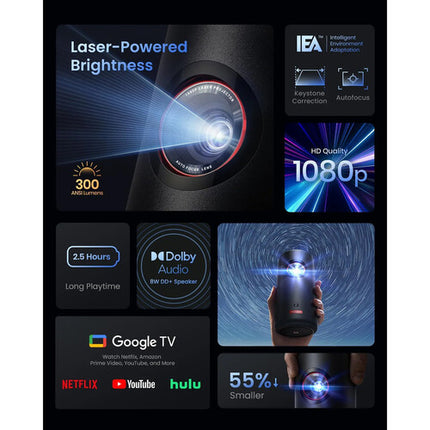 NEBULA BY ANKER Capsule 3 Proyector portátil láser Full HD 300 lúmenes 2.5 horas batería