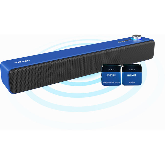 Maxell Barra de Sonido Portátil 2 Canales Bluetooth Micrófono Inalámbrico Estuche de Viaje