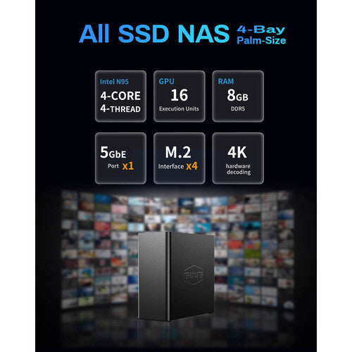 TerraMaster F4 SSD 4-Bahías NAS con CPU Intel N95 3.4 GHz y 8GB DDR5 RAM