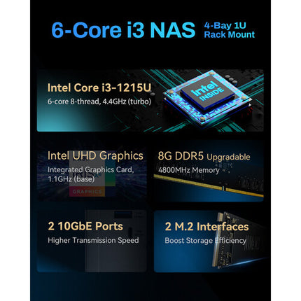 TerraMaster U4-500 NAS Rackmount 4 Bahías 8GB DDR5 10GbE RJ45