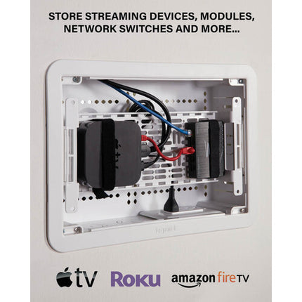 SANUS SA-IWB9KIT-W1 Caja empotrable para TV 9" con suministro eléctrico y anillo de recorte