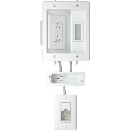 SANUS Kit de Gestión de Energía y Cables para TV y Barra de Sonido con 3 Tomas 120V Integradas