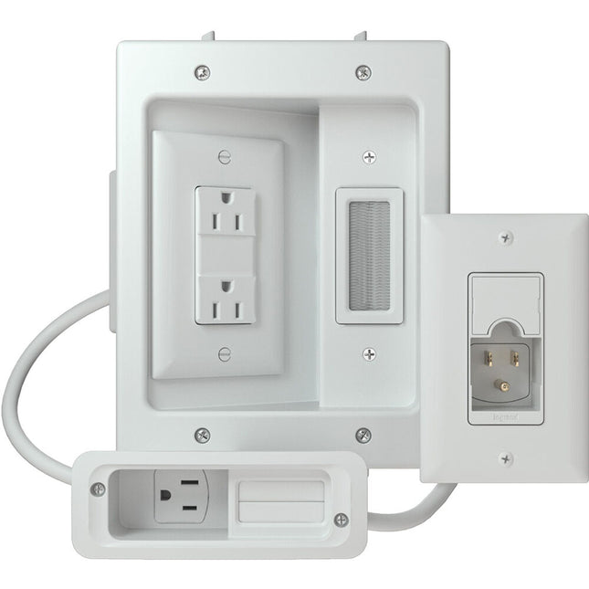 SANUS Kit de Gestión de Energía y Cables para TV y Barra de Sonido con 3 Tomas 120V Integradas