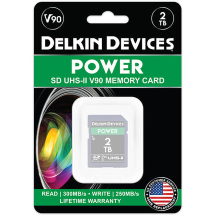 Delkin Devices 2TB POWER Tarjeta de Memoria SDXC UHS-II 300MBs Velocidad Lectura 250MBs Escritura con Estuche Protector