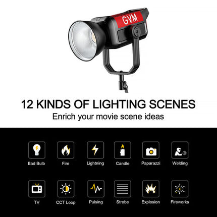 GVM Pro SD500B LED Monolight Bi-Color 500W 81500 Lux 2700-6800K Con Reflector y Controlador