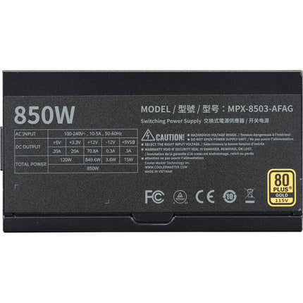Cooler Master MWE Gold V3 850W Fuente de Poder Modular 80 PLUS Gold 120mm Ventilador Silent Zero-RPM