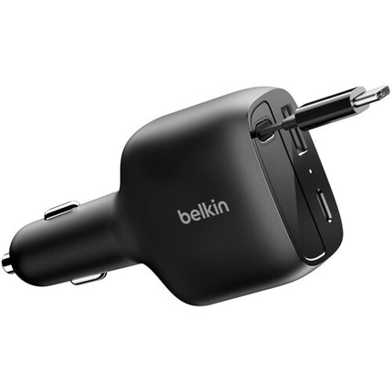 Belkin BoostCharge Retractable Cargador de Coche USB 75W con Cable USB-C Retráctil 30"