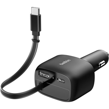 Belkin BoostCharge Retractable Cargador de Coche USB 75W con Cable USB-C Retráctil 30"