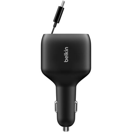 Belkin BoostCharge Retractable Cargador de Coche USB 75W con Cable USB-C Retráctil 30"