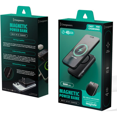 ChargeWorx MagSafe Power Bank 6000mAh con cargador de pared 15W