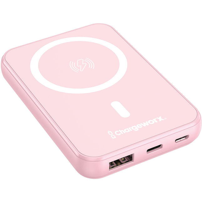 ChargeWorx MagSafe Power Bank 5000mAh 15W carga doble rosa