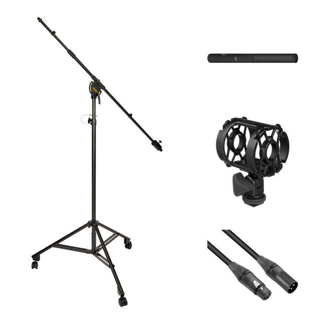 Auray MS-SB1W Soporte de Micrófono Estudio Ajustable 52-90" con Boom Telescópico 49-89.5" y Base con Ruedas