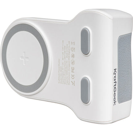 KraftGeek PowerShutter Banco de Energía 5000mAh Blanco con Soporte y Bluetooth